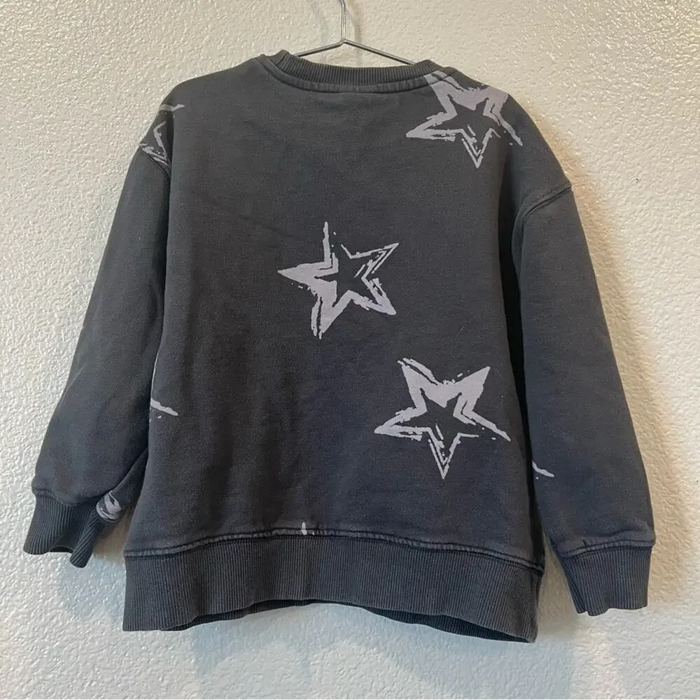 Zara charcoal gray dye star print discovering the space sweatshirt